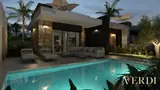 Villa and pool at dusk — NOVA model visualisation