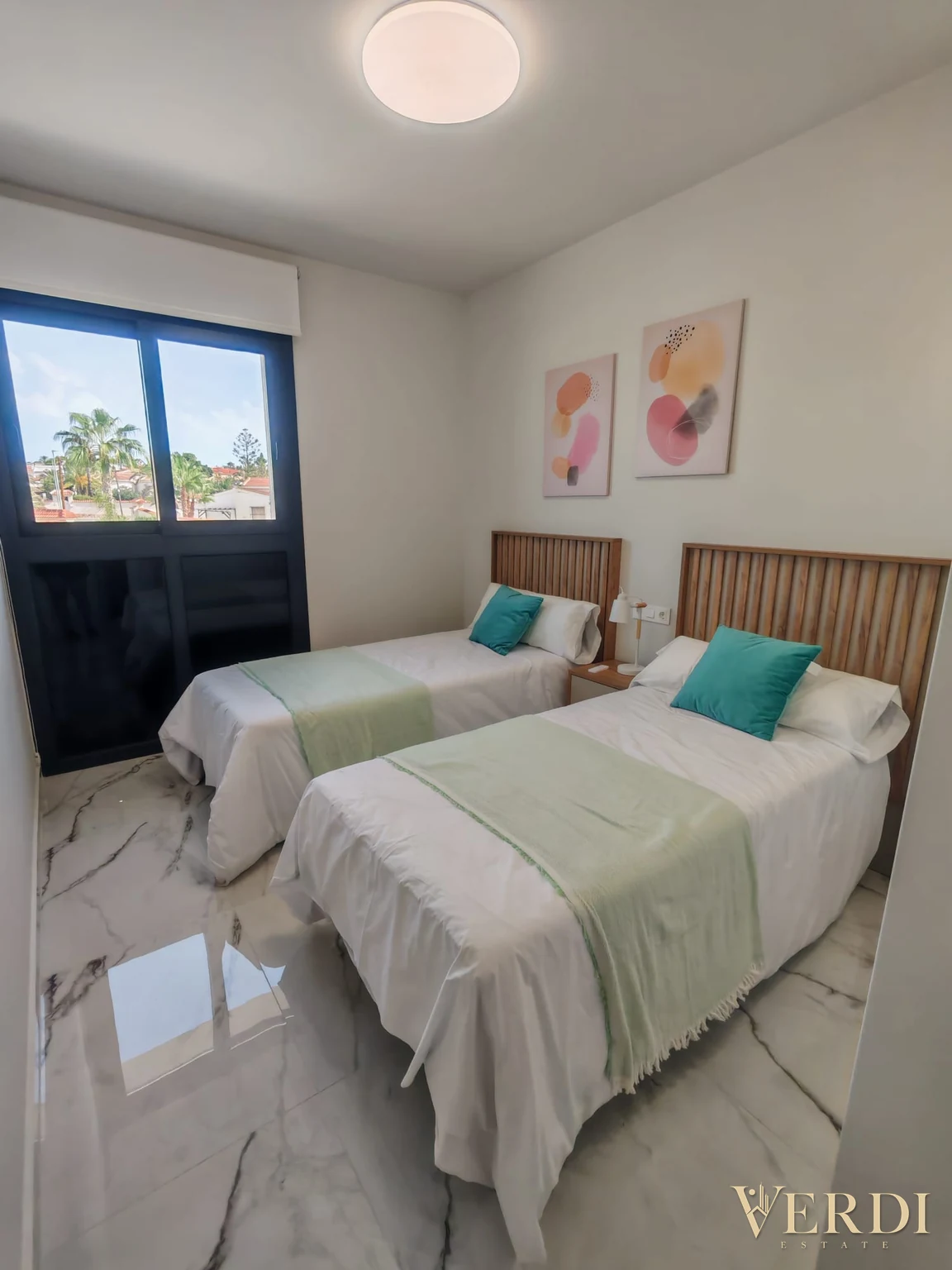 Interior reference: twin bedroom by the window